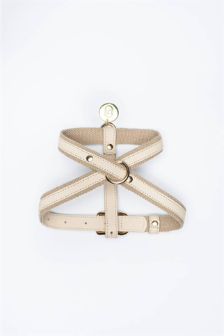 Zoe Pet Atelier Cotton&Leather Cross Göğüs Tasması Bej