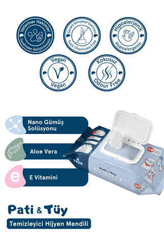 Zozo Cares Paw & Feather Cleaner Hygiene Wipes 50 pcs