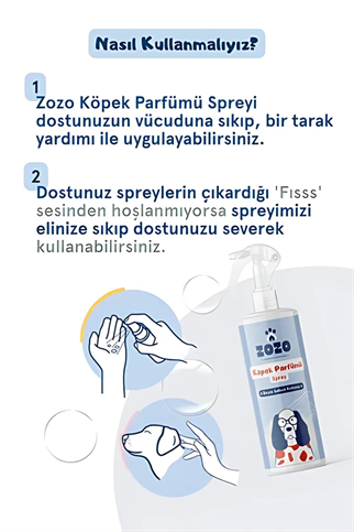 Zozo köpek parfümü spreyi beyaz sabun kokusu