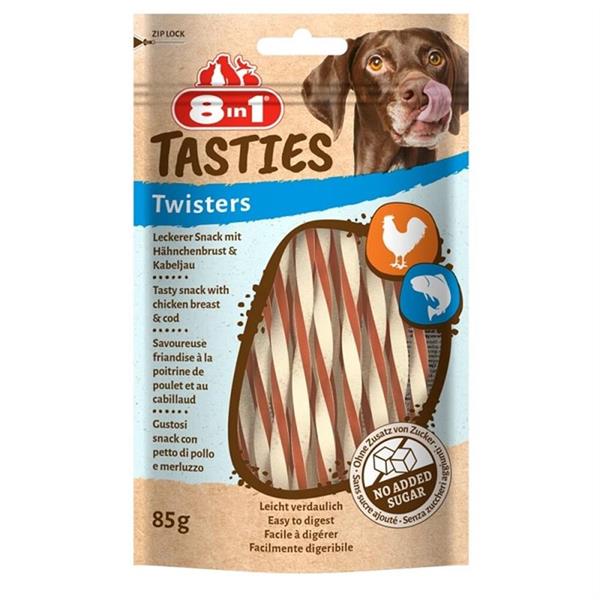 0,00 8in1 Tasties Twisters Tavuklu Balıklı Burgu Köpek Ödülü 85 Gr