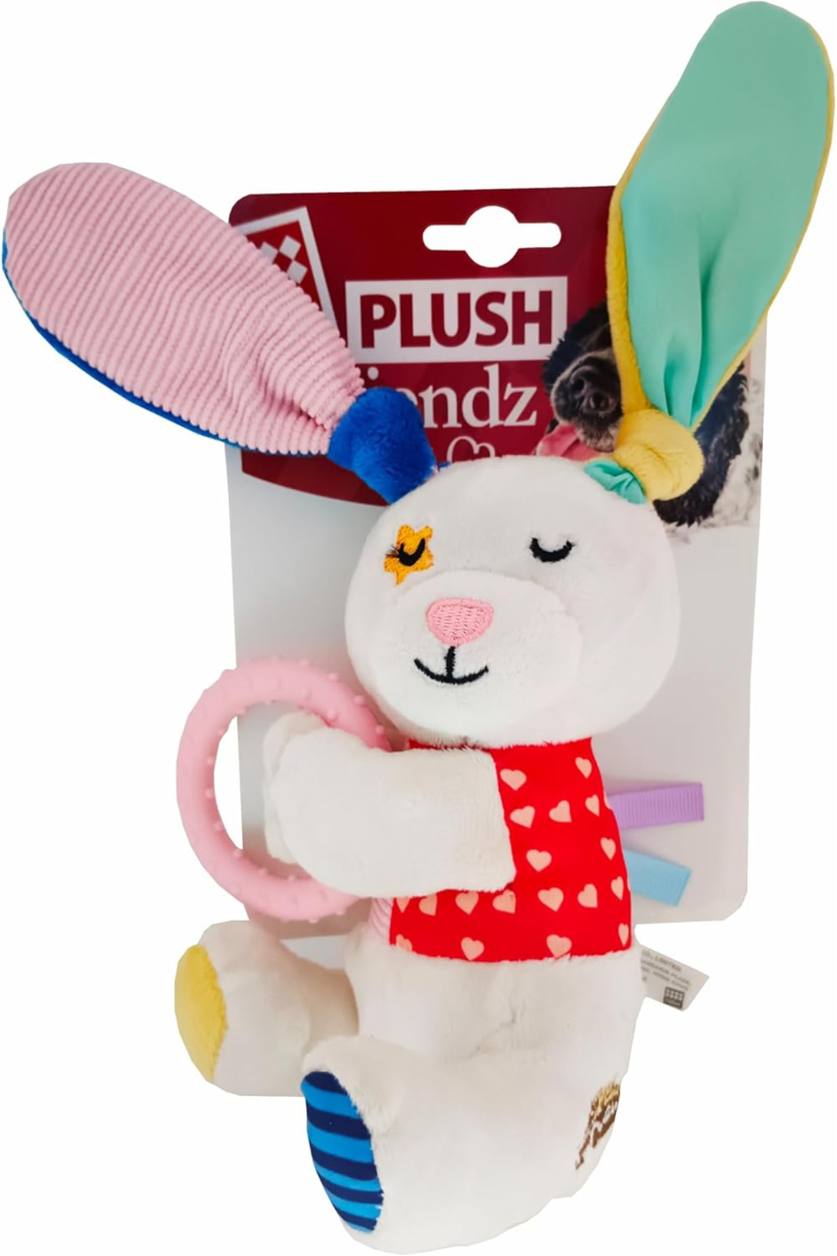 Friendz Sesli Tavşan Peluş Çiğneme Halkalı Köpek Oyuncağı