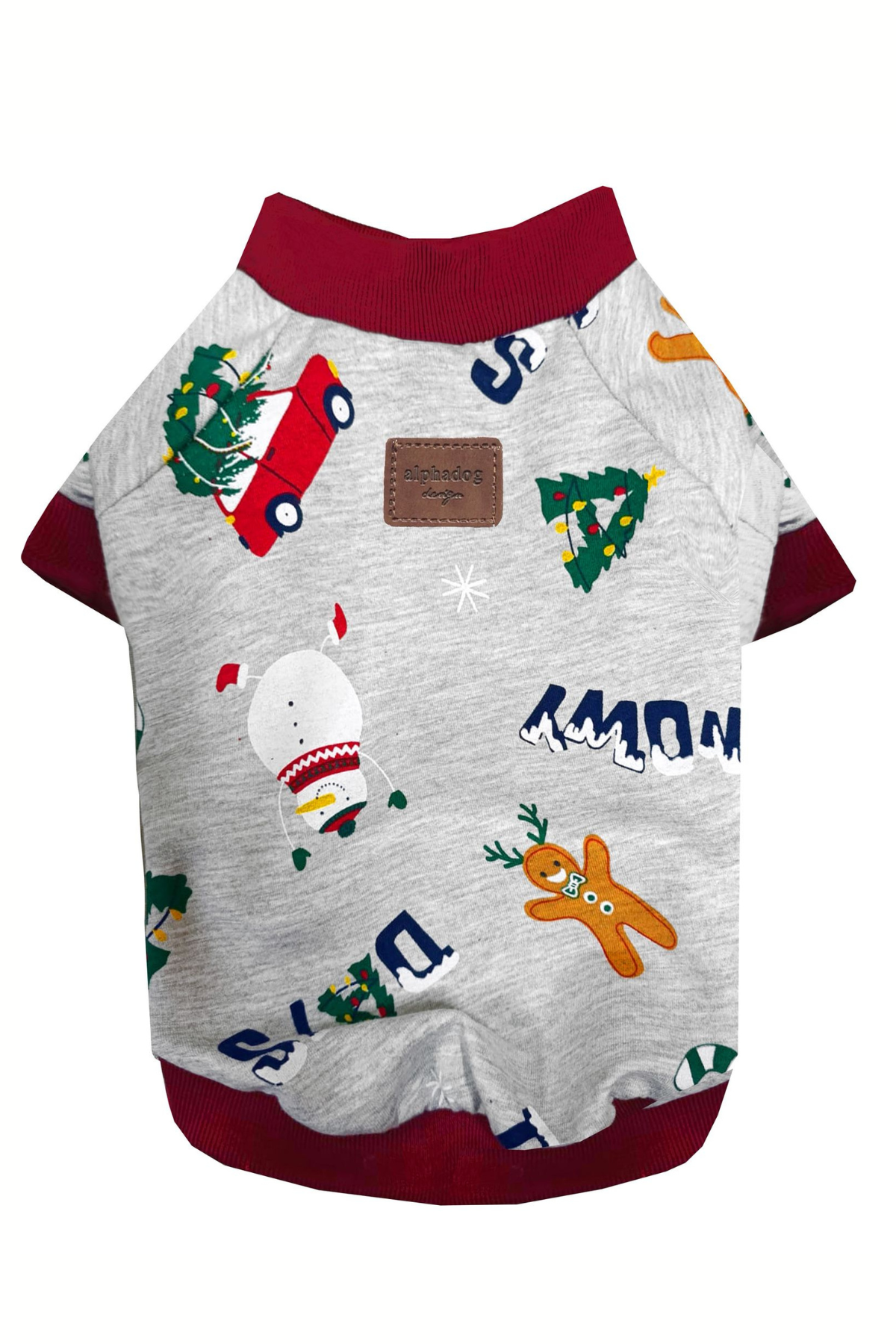 Alphadog Christmas Köpek T-shirt Gri