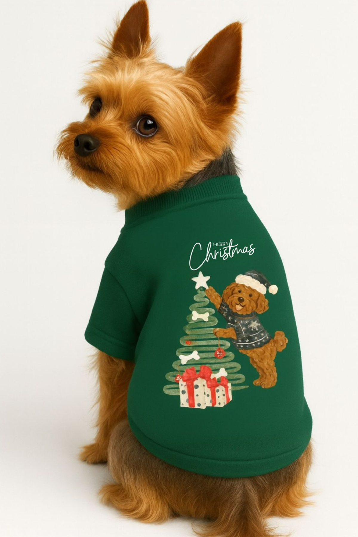 Doredog Christmas Poodle Köpek Sweatshirt Yeşil
