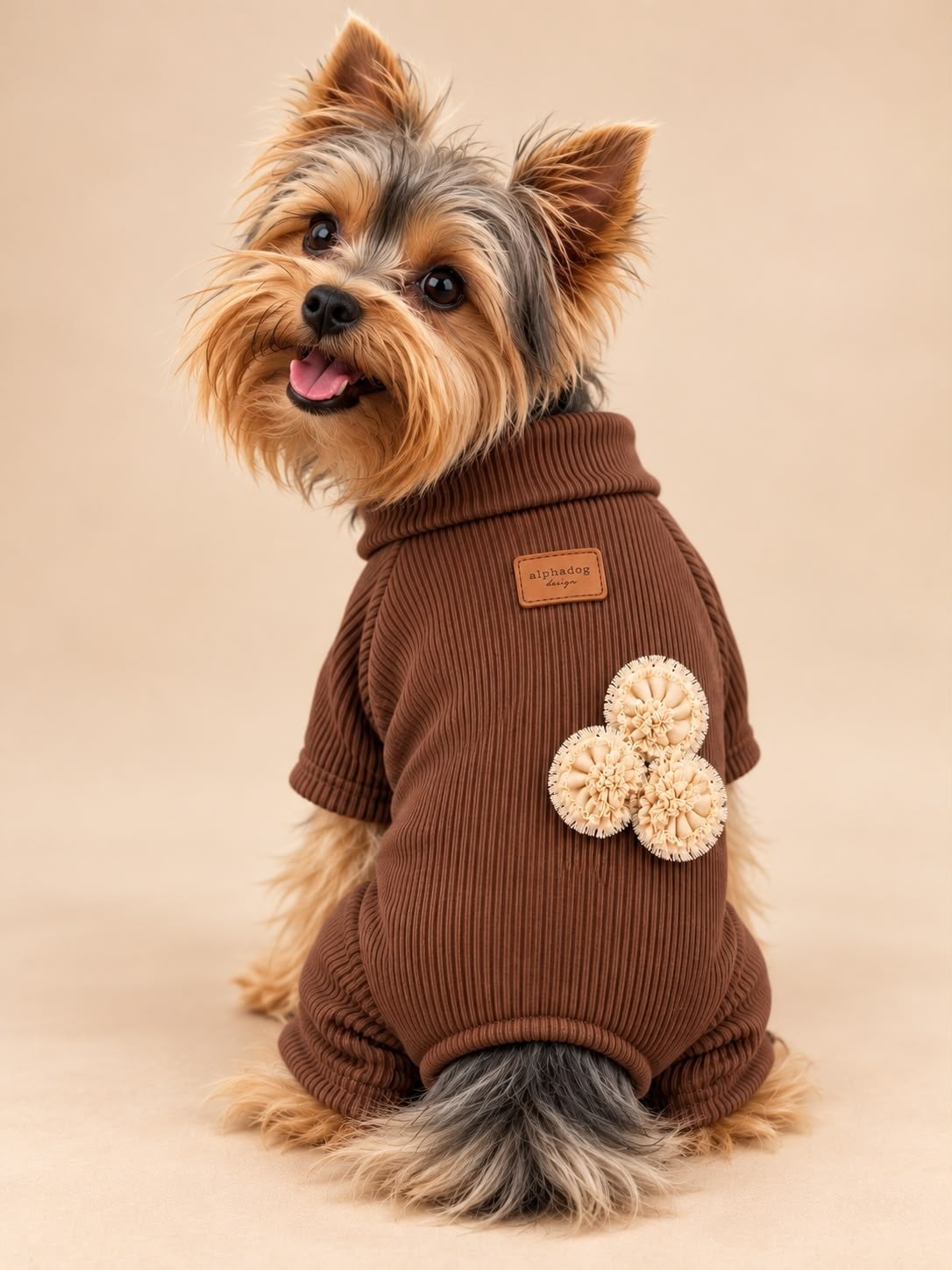 Alphadog Desing Çiçekli Köpek Tulum Kahverengi