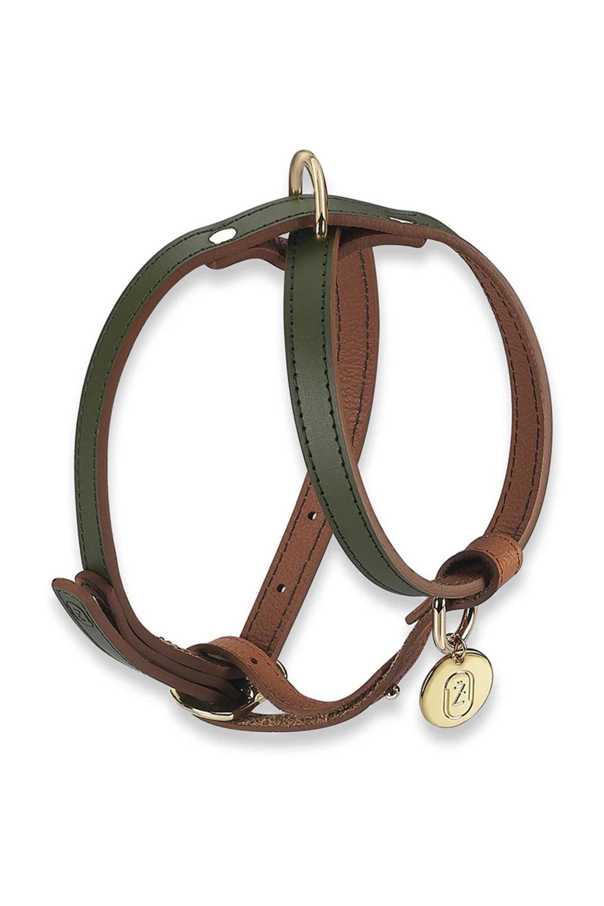 Zoe Pet Atelier Çarpraz Göğüs Tasması - Haki / Karamel