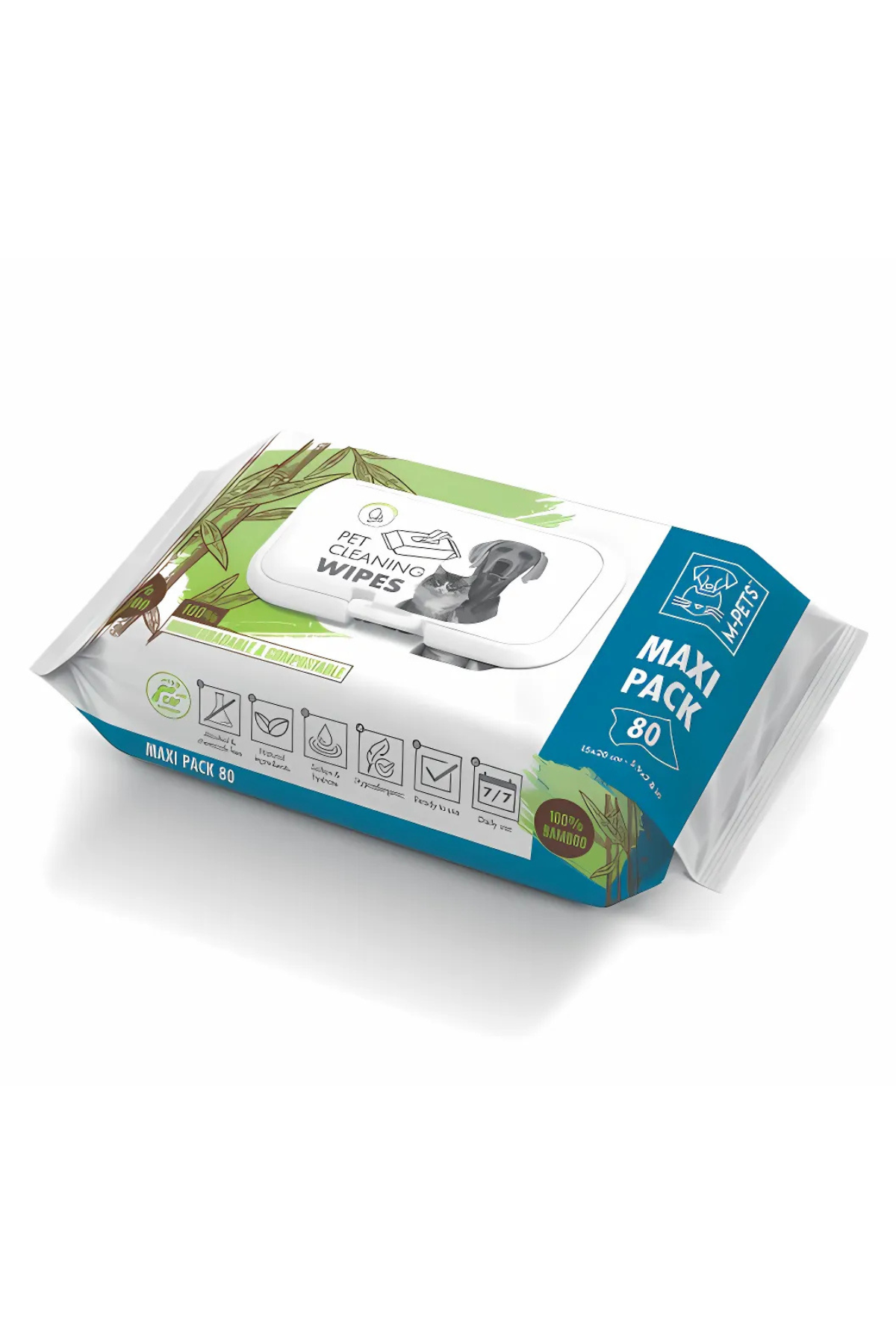 M-PETS BAMBOO KEDİ/KÖPEKLER İÇİN TEMİZLİK MENDİLİ 80Lİ
