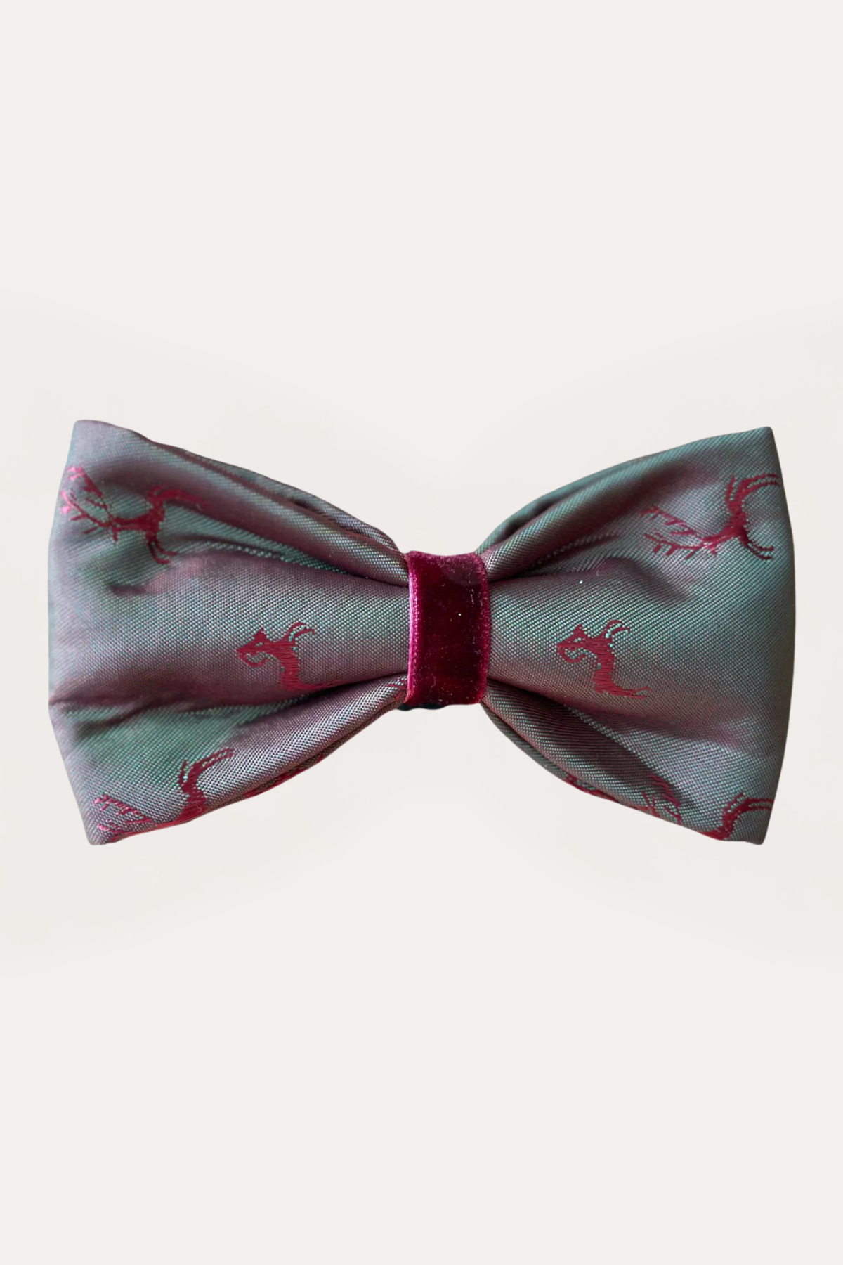 Khaki Bordeaux Satin Bow Tie Deers