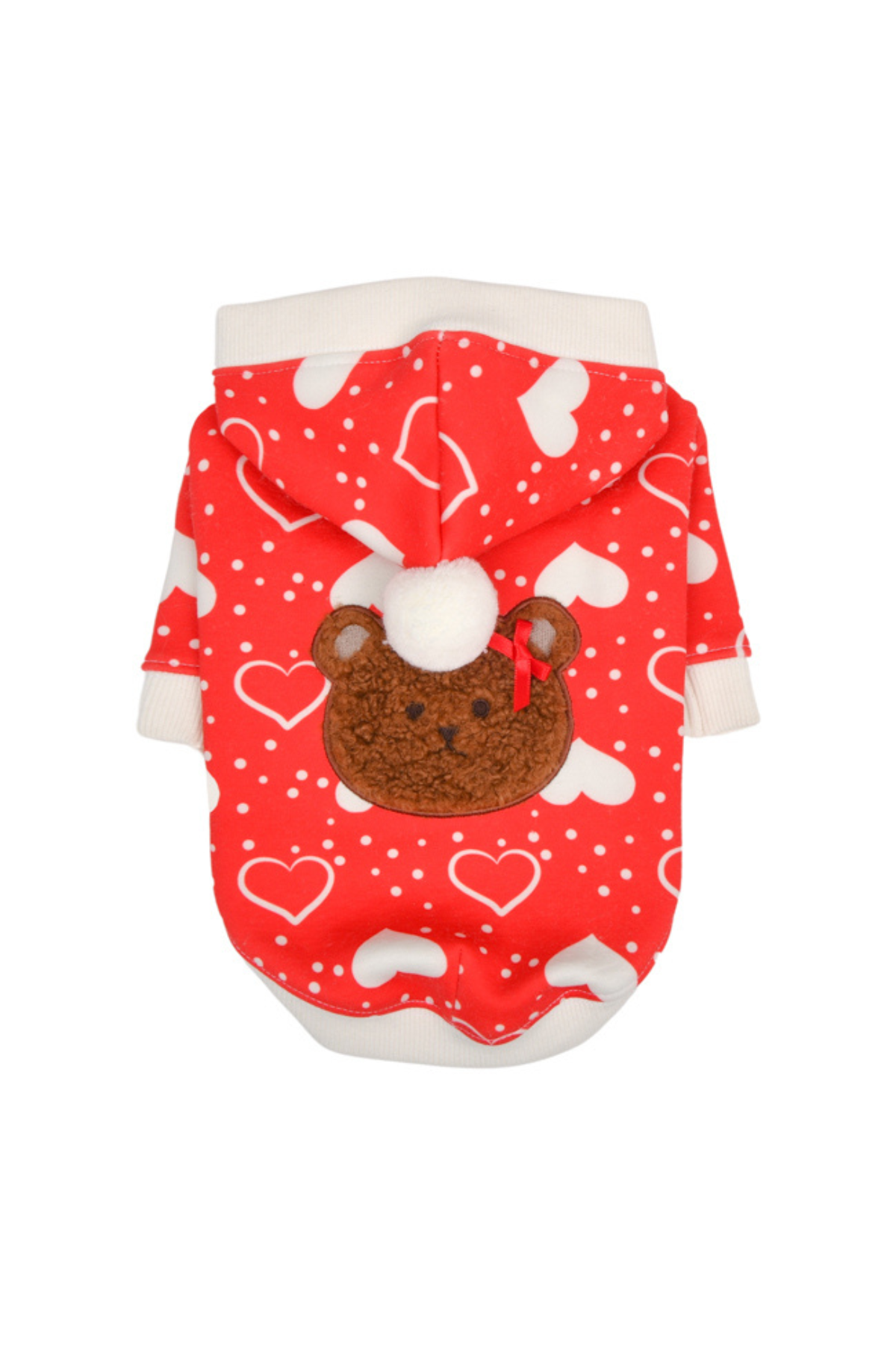 Puppia Fuzzy Bear Kapüşonlu Kazak - Kırmızı