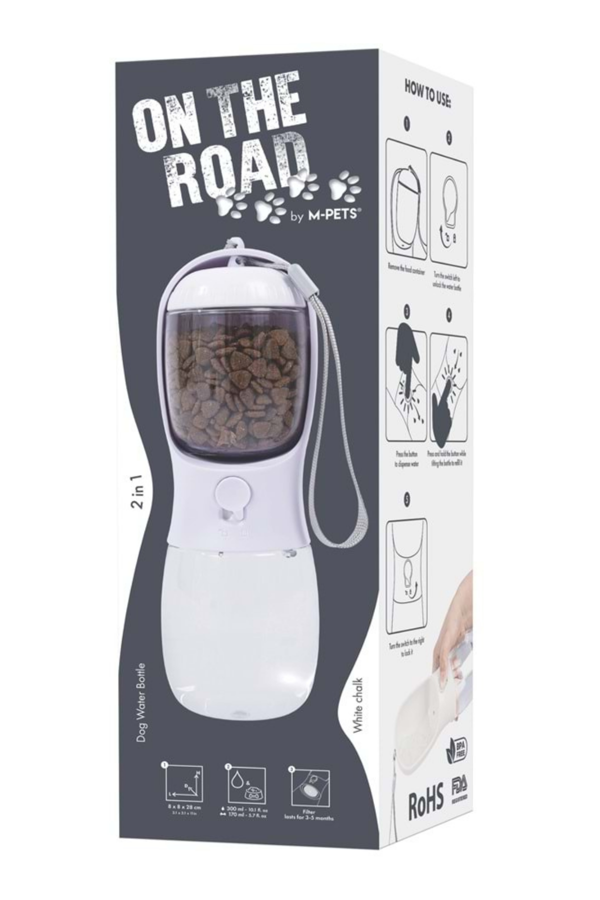 M-PETS On The Road 2-in-1 Köpek Seyehat Suluğu 300ML Beyaz