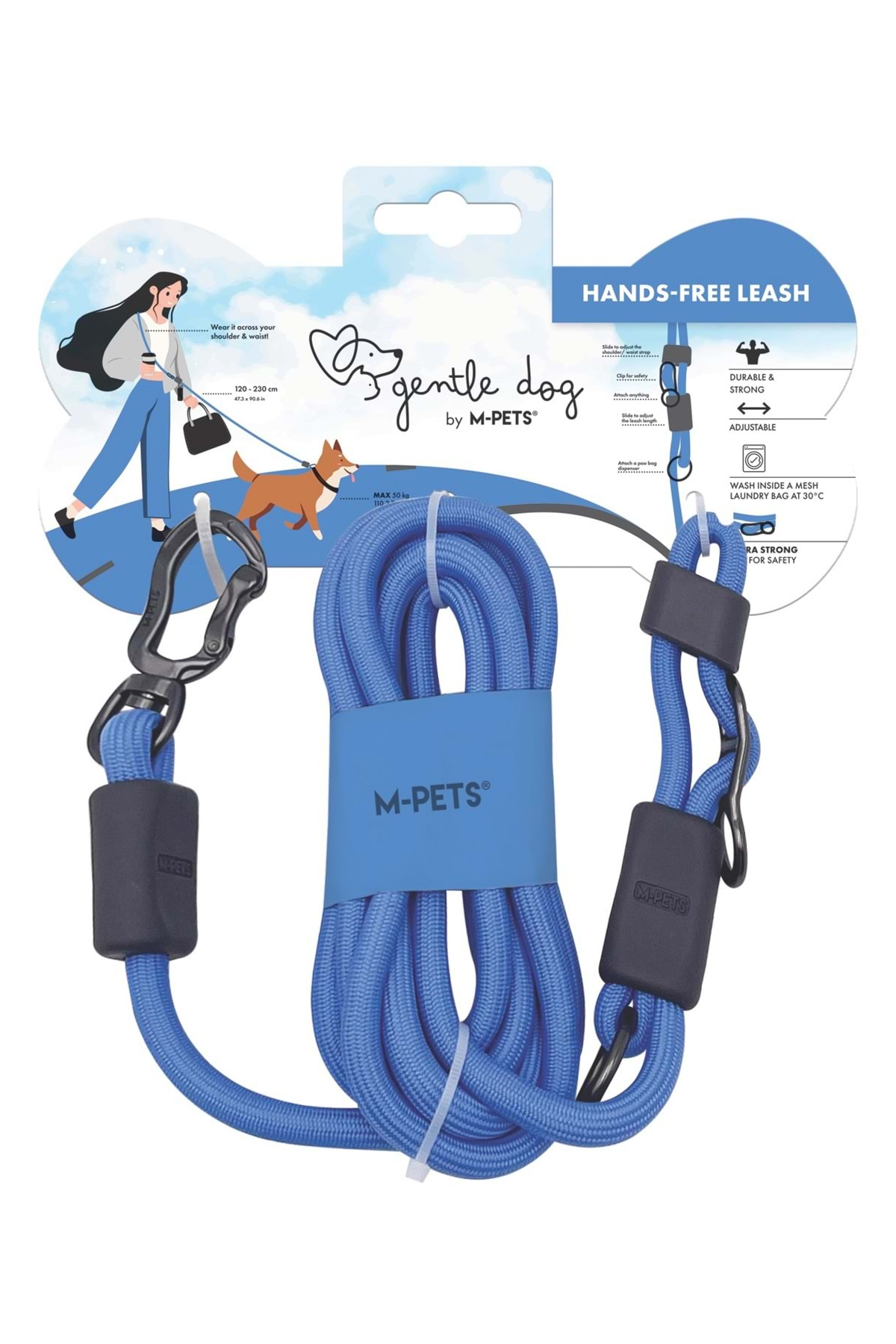 M-PETS GENTLE DOG FONKSİYONEL GEZDİRME TASMA BLUE