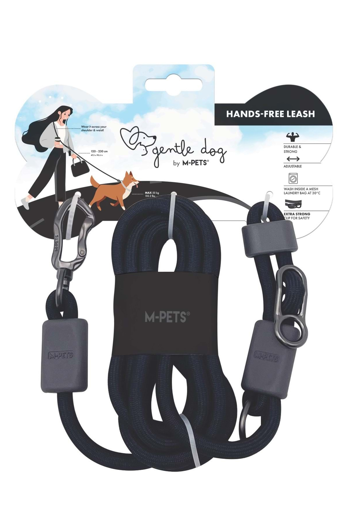 M-PETS GENTLE DOG FONKSİYONEL GEZDİRME TASMA BLACK