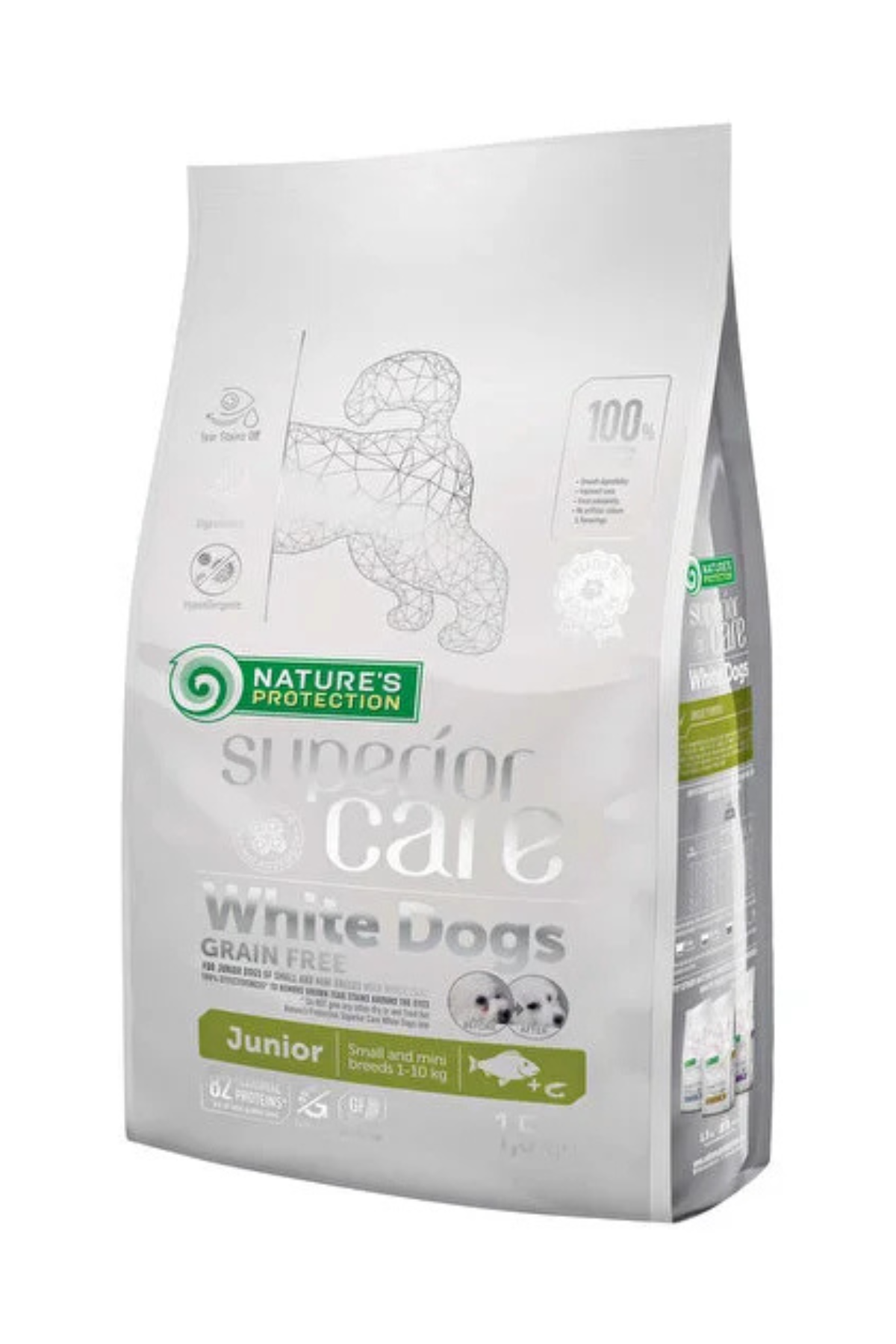 Nature's Protection Superior Care Beyaz Tüylü Köpekler İçin Alabalıklı Tahılsız Küçük Irk Yavru Köpek Maması 1.5 kg