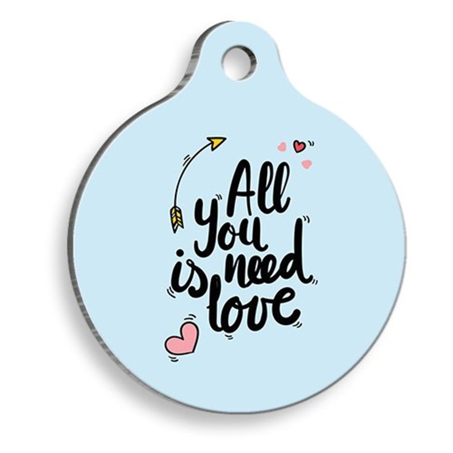 All You Need Is Love Round Shaped Cat And Dog Tag