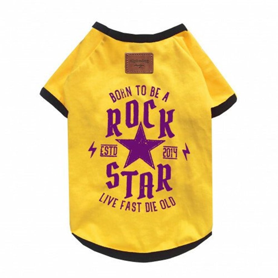 Alphadog Design Rock Star Köpek T-shirt Sarı
