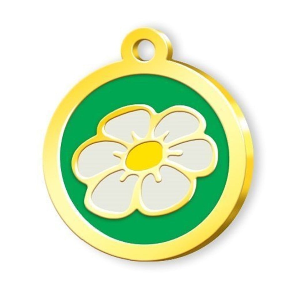 Gold -Plated Chamomile Tag - Green