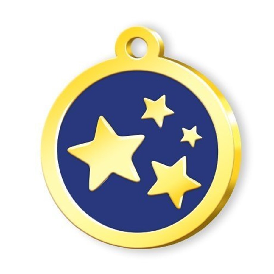 Altın Kaplama Yıldızlı Künye - Mavi