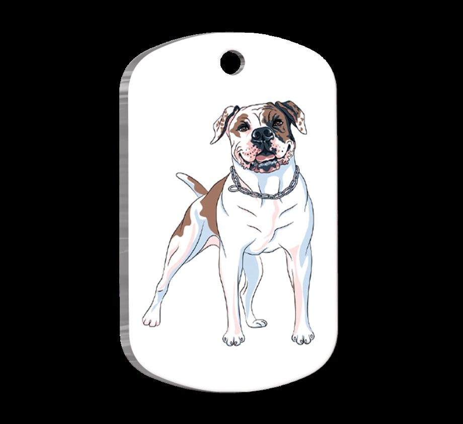 American Bulldog Illustrated Dog Tag