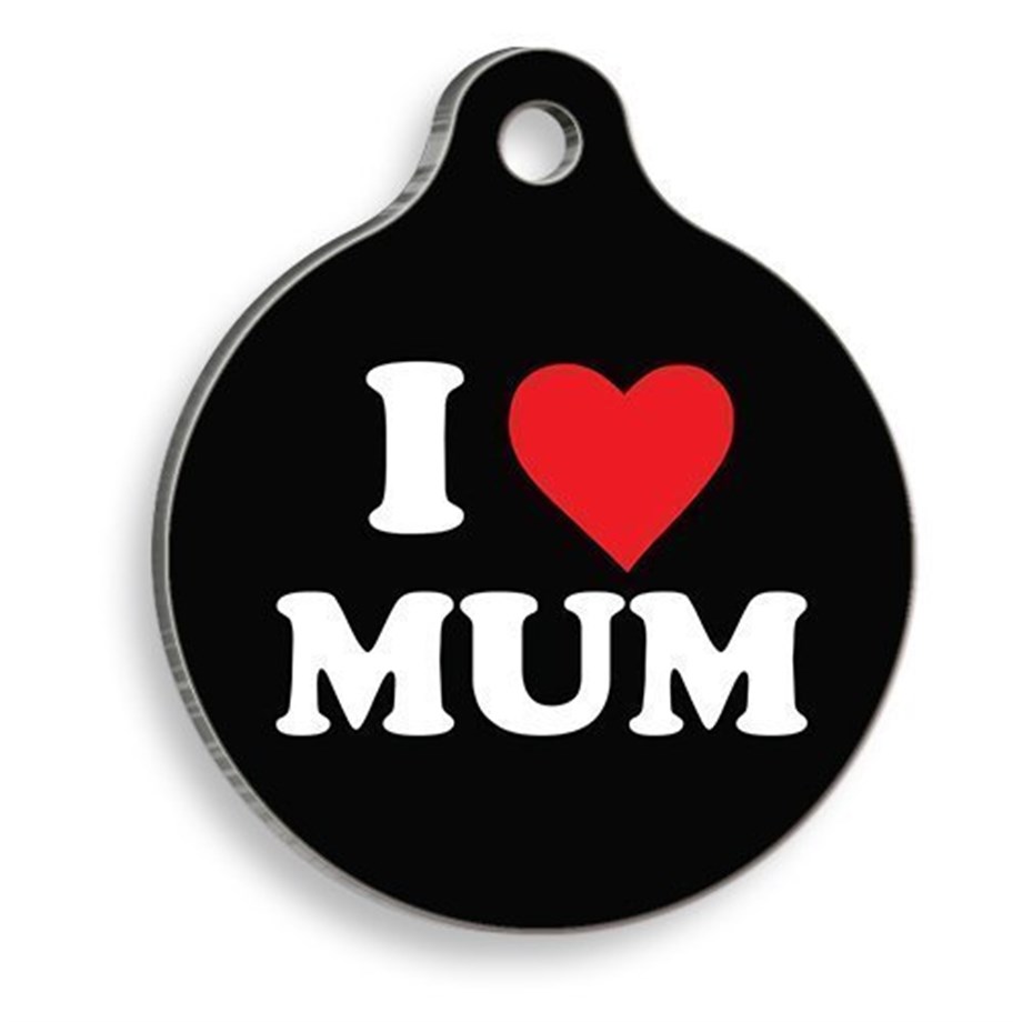 I Love My Mother Black Round Cat And Dog Tag