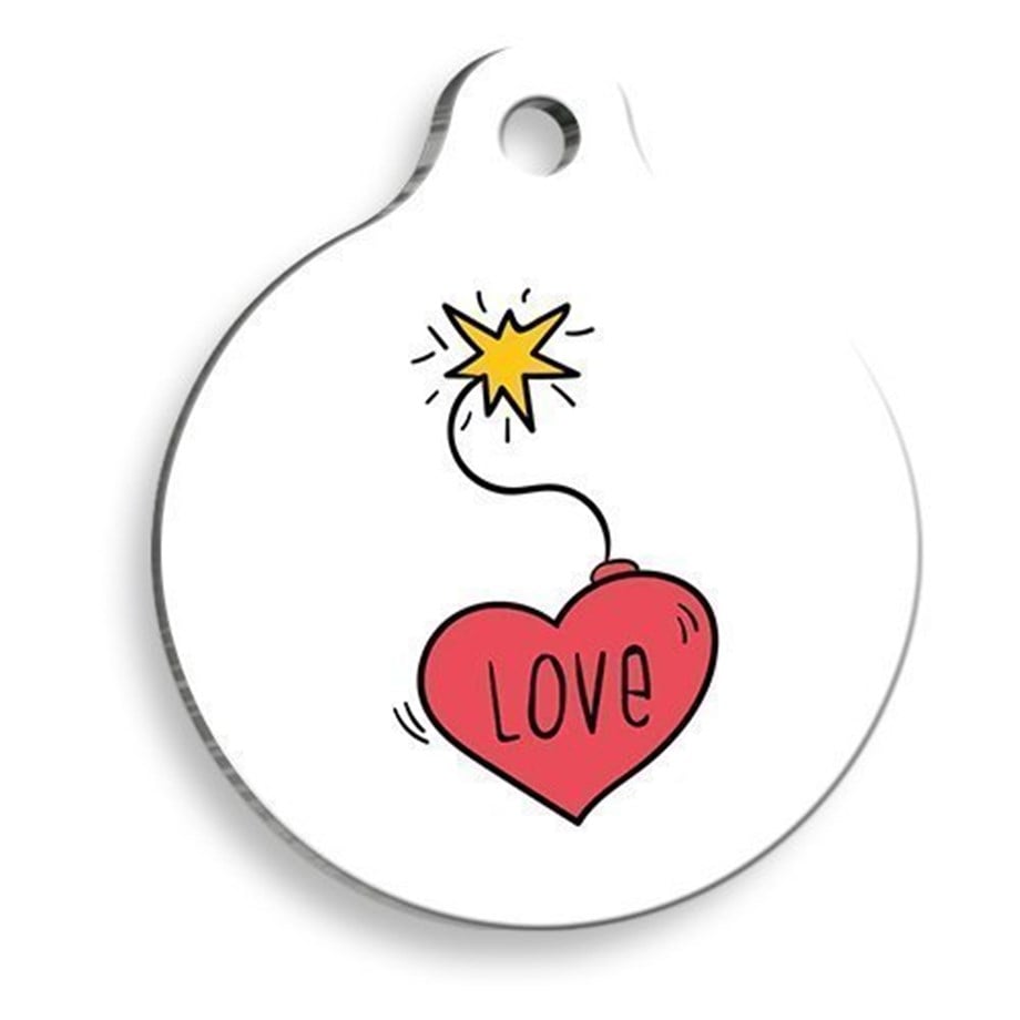 Love Bomb Round Cat And Dog Tag