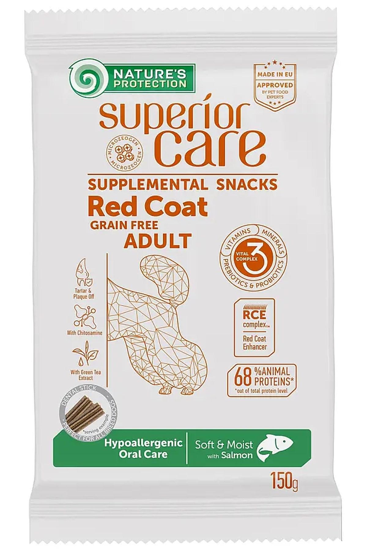 Nature’s Protection Superior Care Kızıl Tüylü Köpekler İçin Somonlu Hipoalerjenik & Ağız Bakım Köpek Ödülü