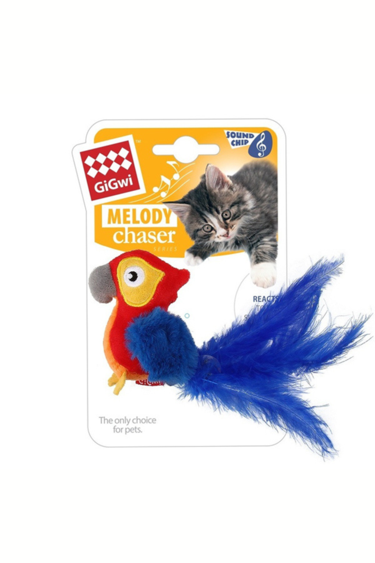 GiGwi Melody Chaser Peluş Makaw Papağan Sesli Kedi Oyuncağı 10cm