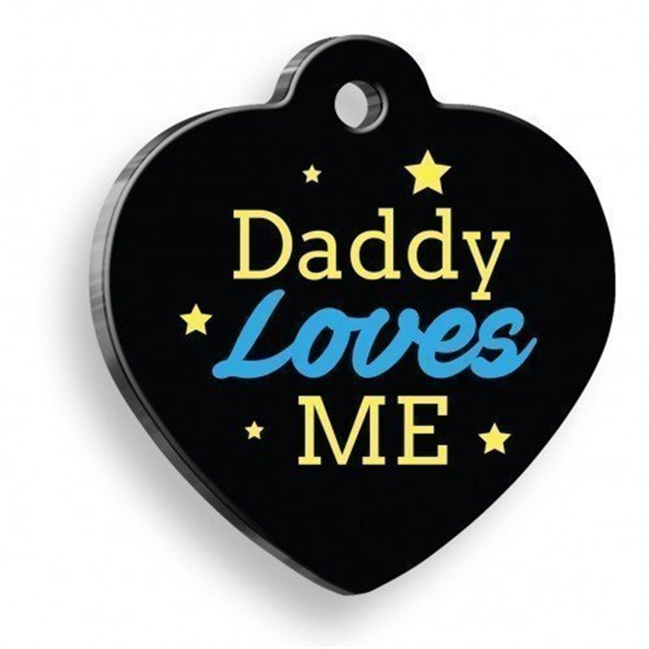 My Father Loves Me Blue Heart -Shaped Cat Dog Tag