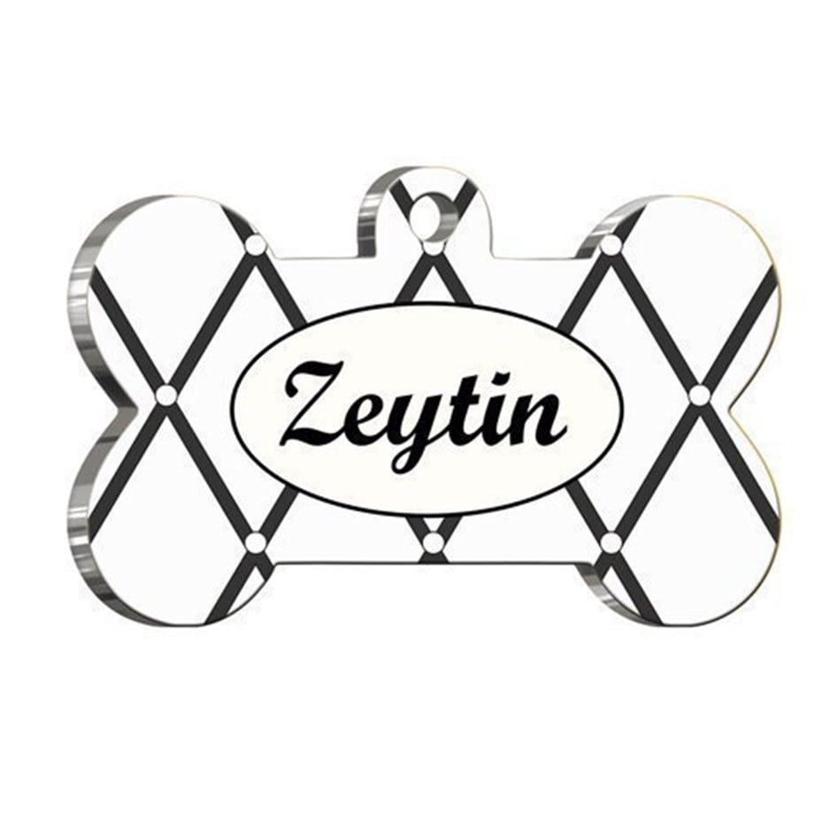 Baklava Patterned Bone Shaped Cat Dog Tag