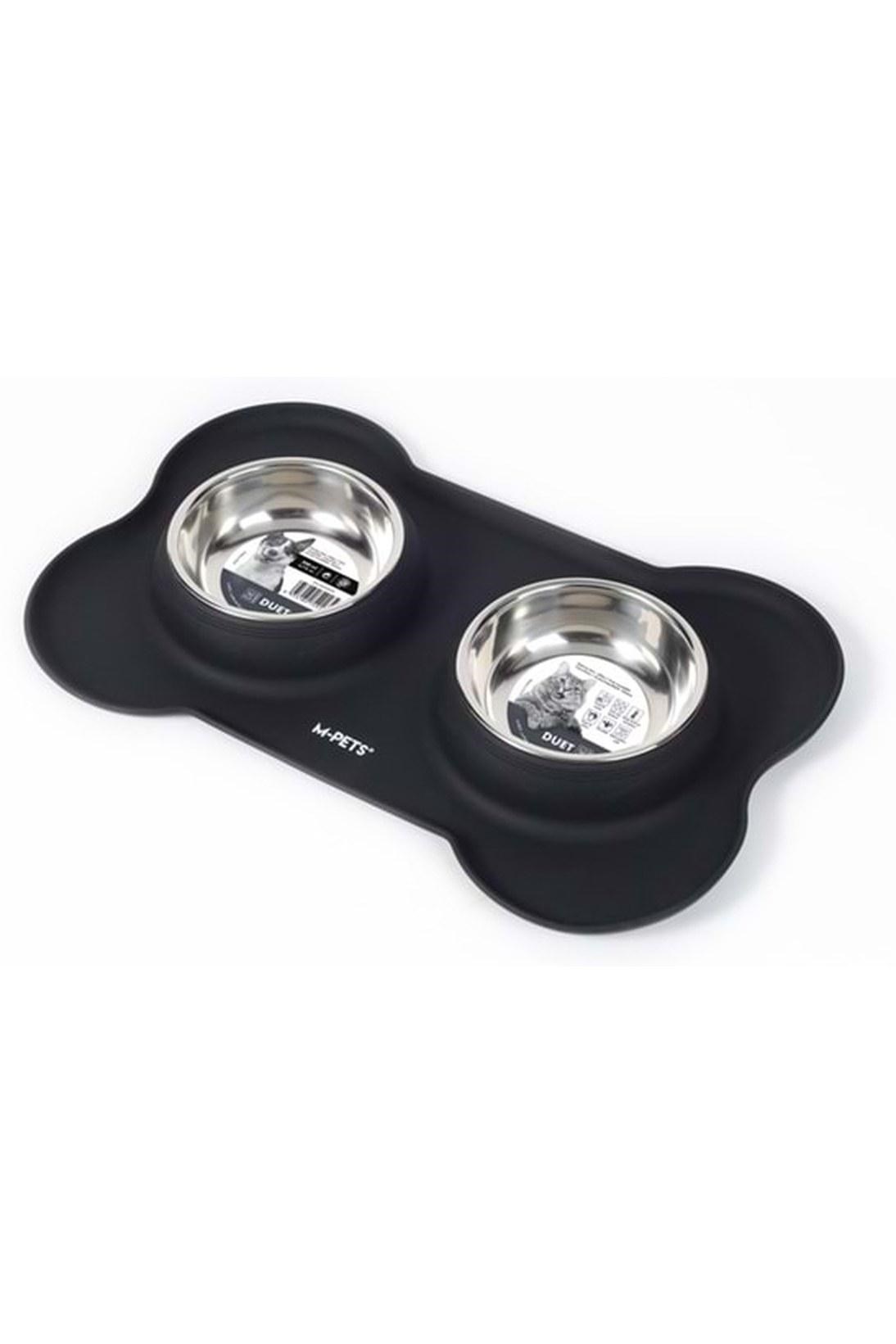 M-Pets Duet Köpek Mama Ve Su Kabı Black