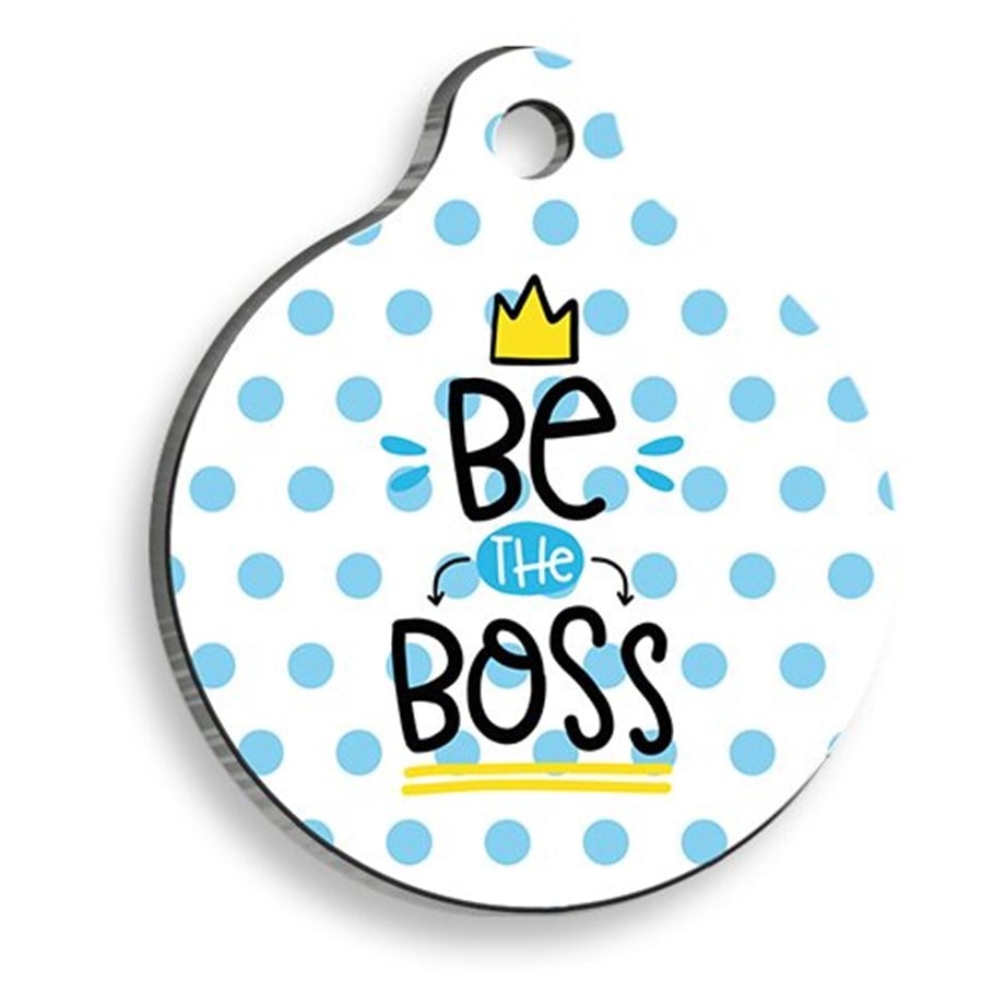 Be The Boss Blue Round Shaped Cat And Dog Tag