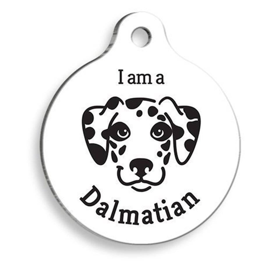 White Dalmatian Round Dog Tag