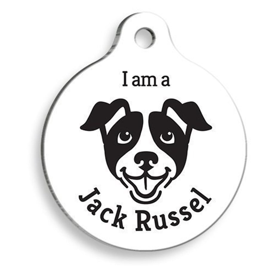 White Jack Russel Round Dog Tag