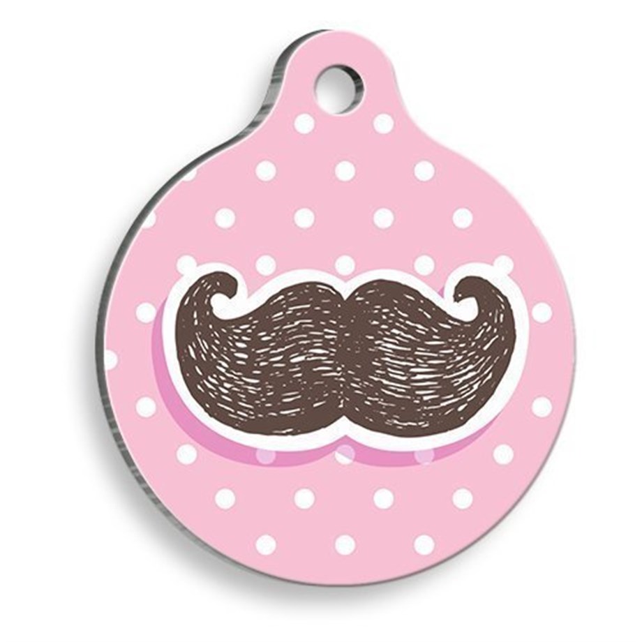 Round Cat And Dog Tag With A Mustache