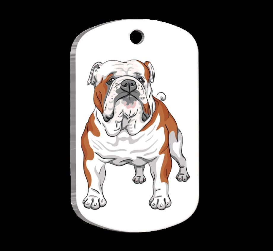Bulldog Illustrated Dog Tag
