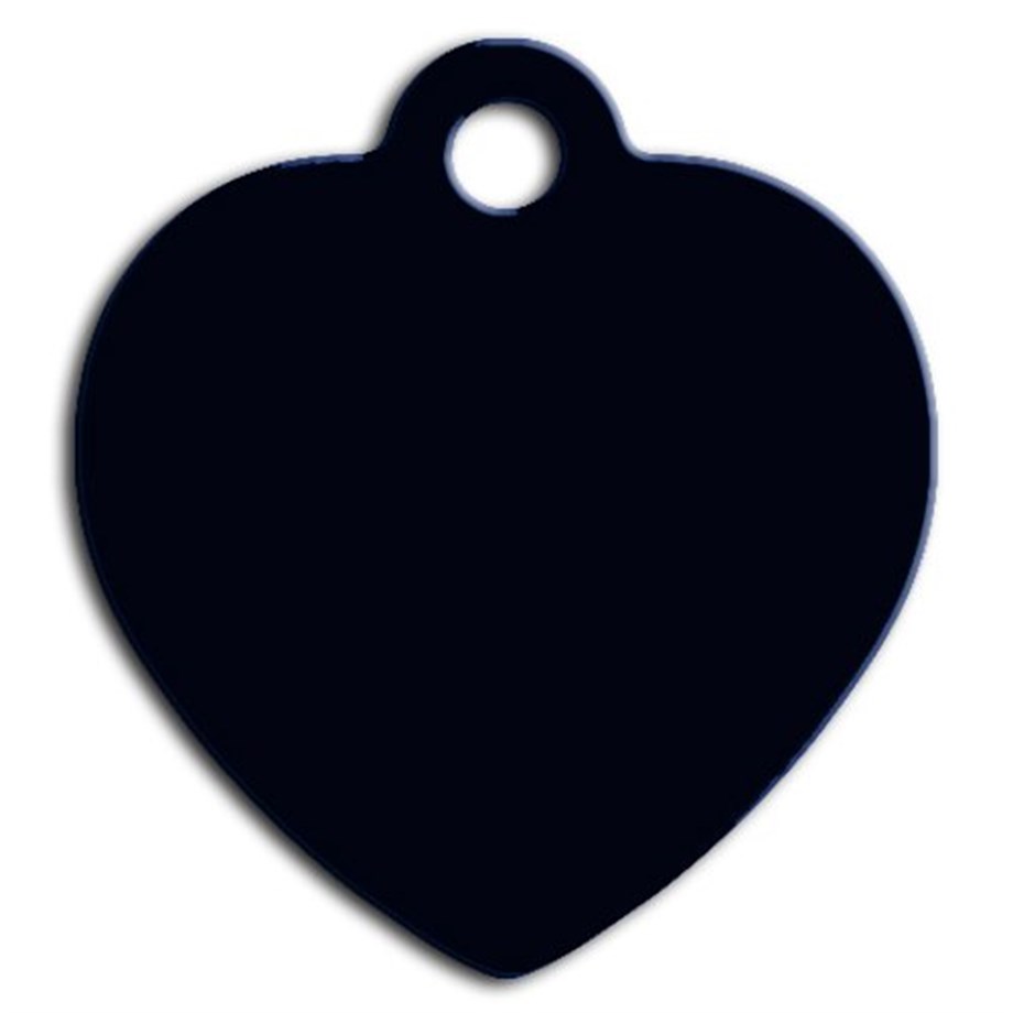 Big Heart Cat Dog Tag Black