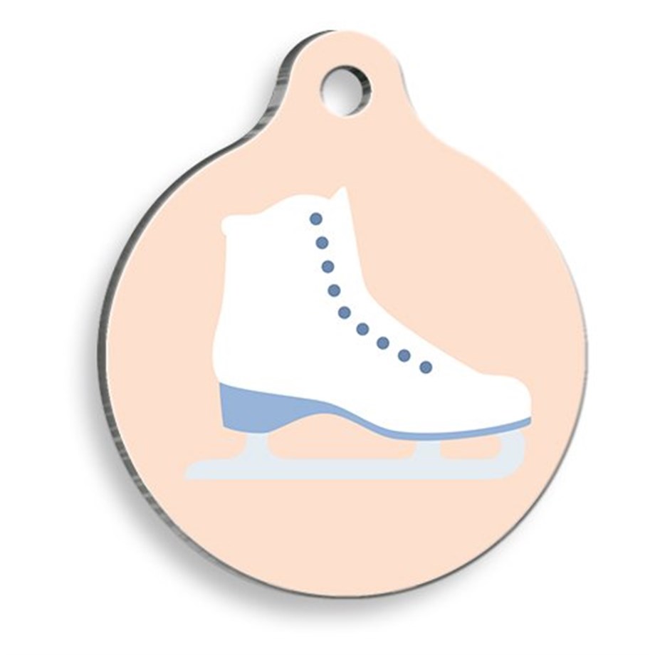 Ice Skating Round Cat And Dog Tag