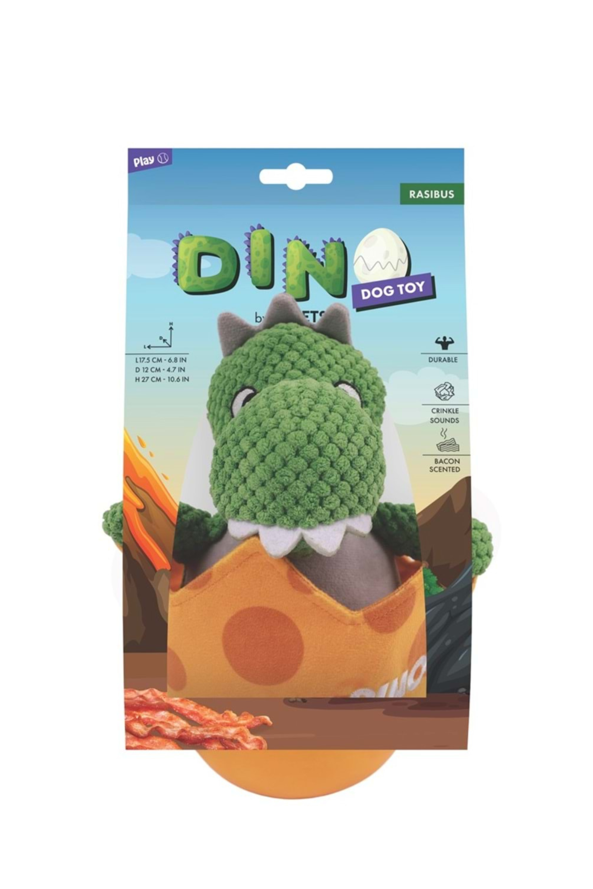 M-PETS PLAY DİNO RASIBUS PASTIRMA AROMALI KÖPEK OYUNCAĞI