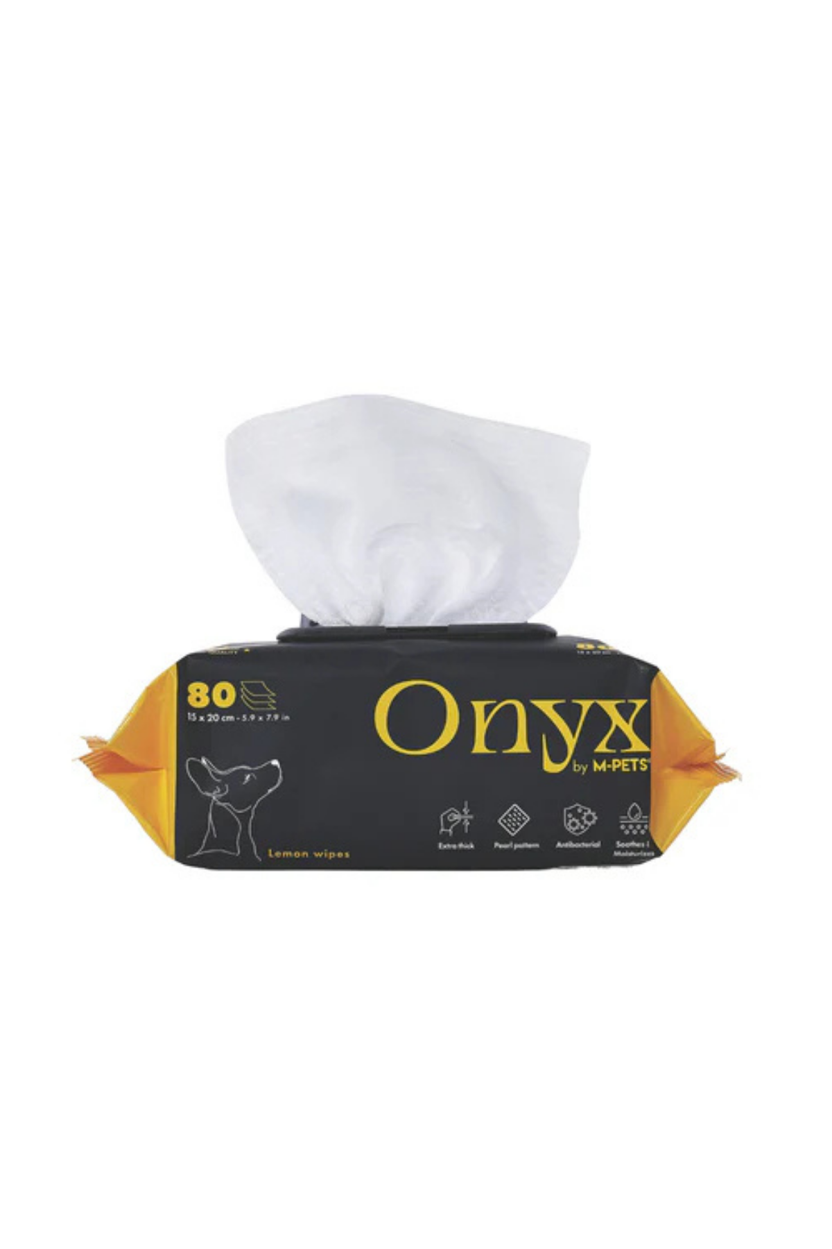 M-Pets Onyx Limon Kokulu Kedi ve Köpekler İçin Temizleme Mendili 80'li