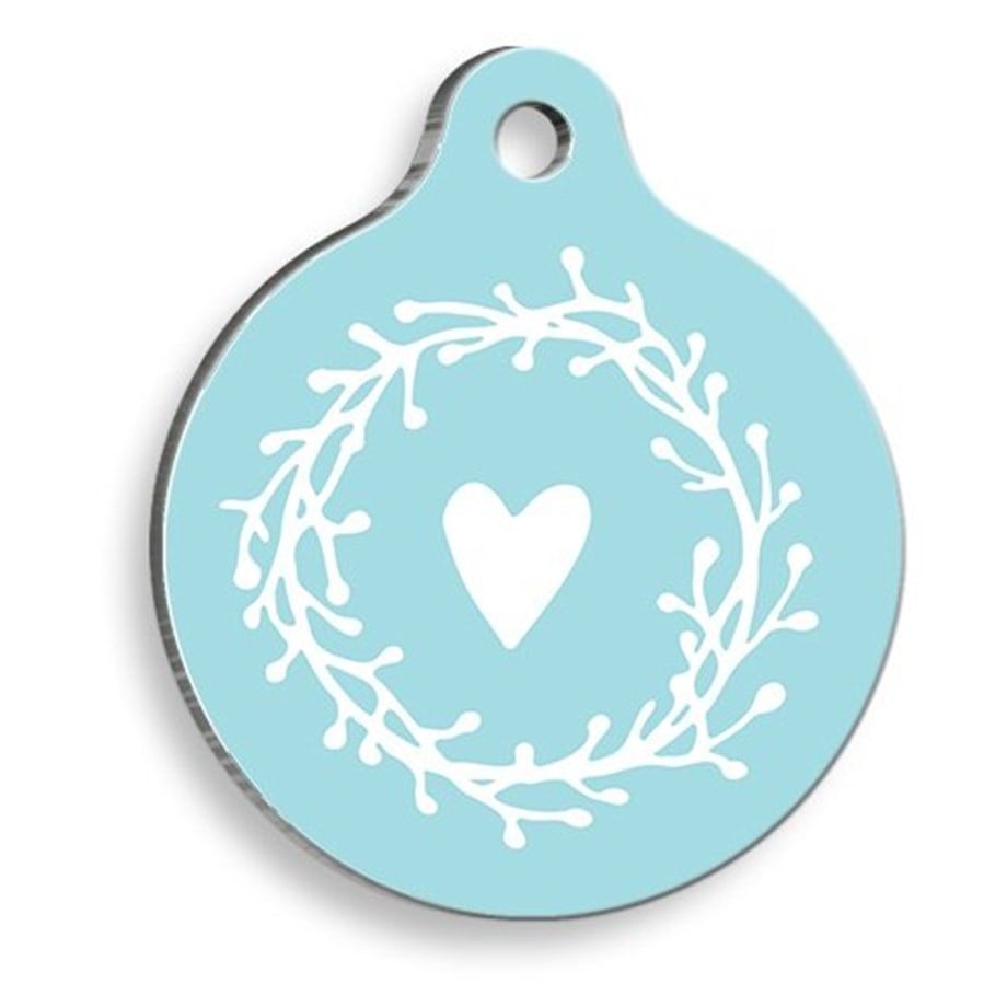 Framed Heart Round Cat And Dog Tag