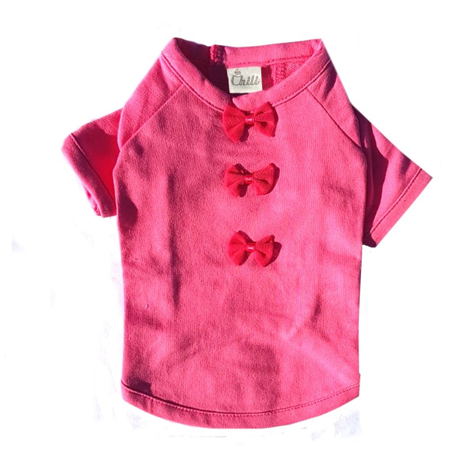 Chili Fuschia Bow Dog Sweat