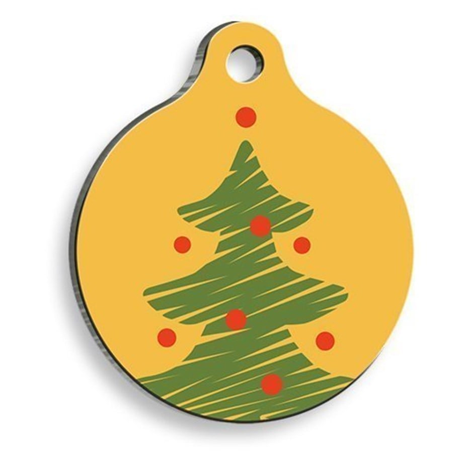 Christmas Series Art Tree Round Cat And Dog Tag