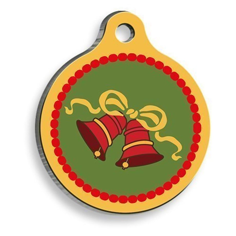 Christmas Series Bell Round Cat And Dog Tag