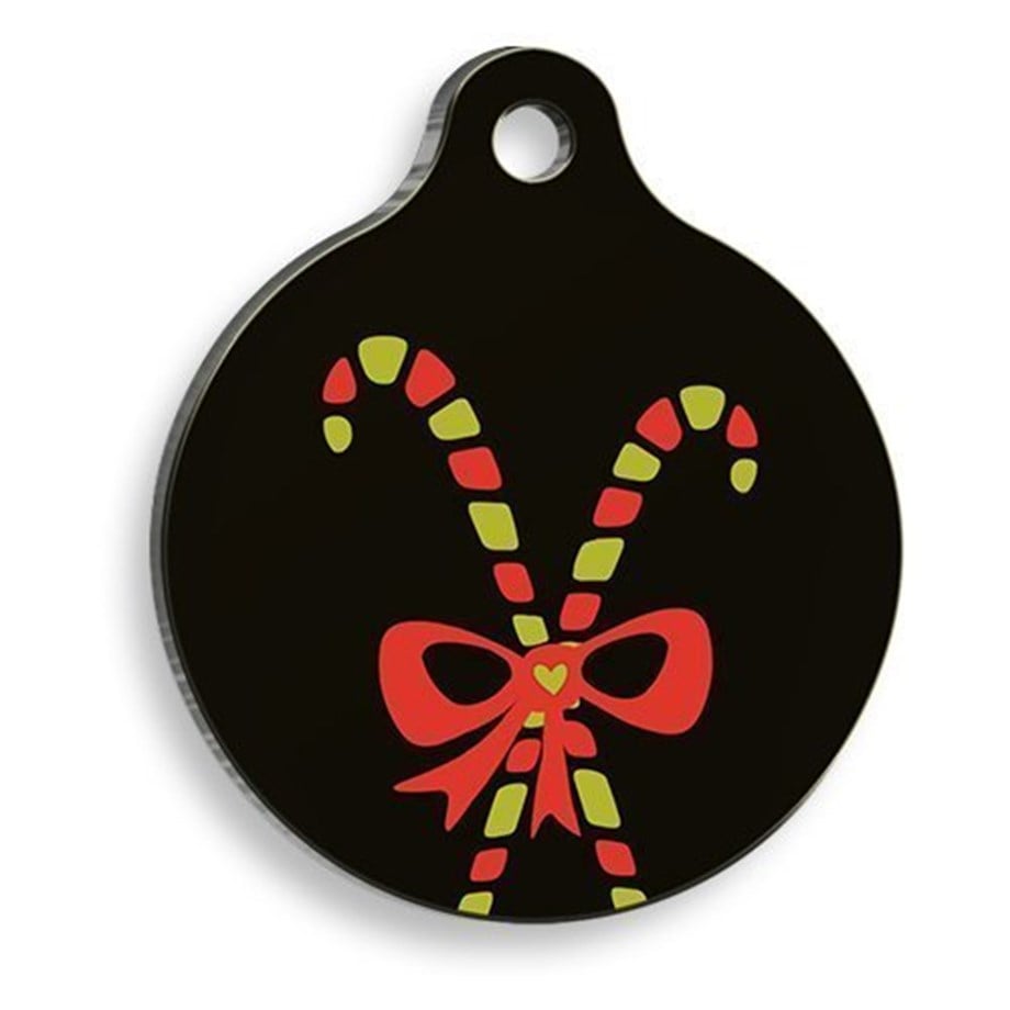 Christmas Series Black Gift Round Cat And Dog Tag