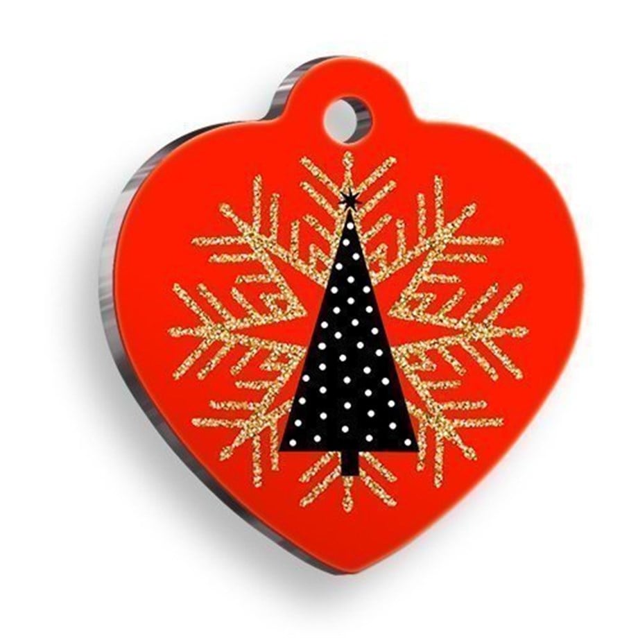 Christmas Series Black Tree Heart Cat And Dog Tag