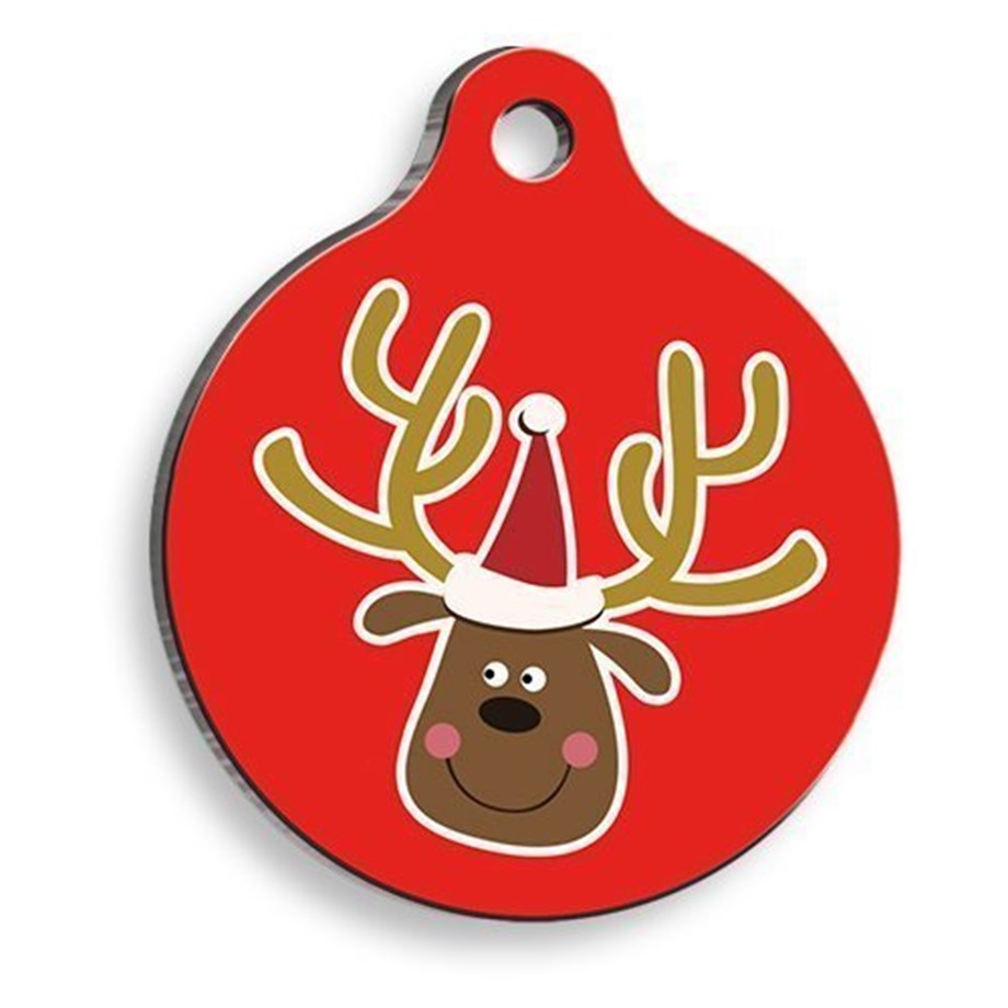 Christmas Series Comic Deer Round Cat And Dog Tag