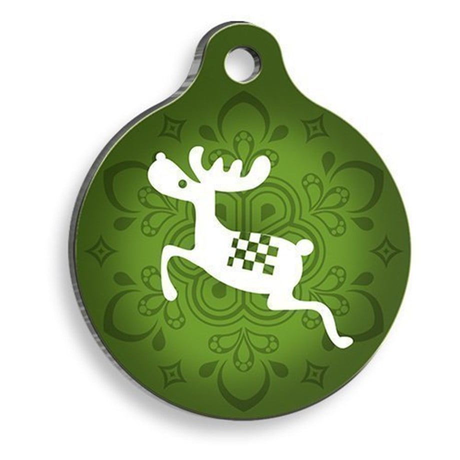 Christmas Series Deer Round Cat And Dog Tag