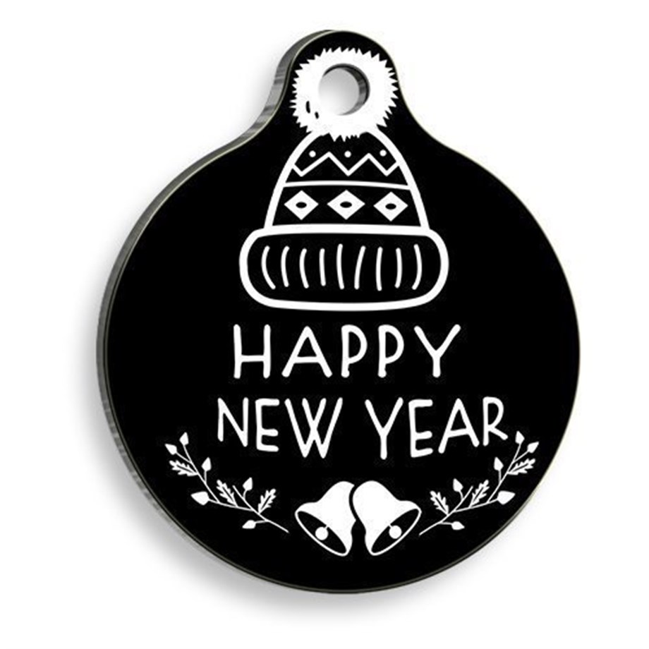 Christmas Series Happy New Year Round Cat And Dog Tag