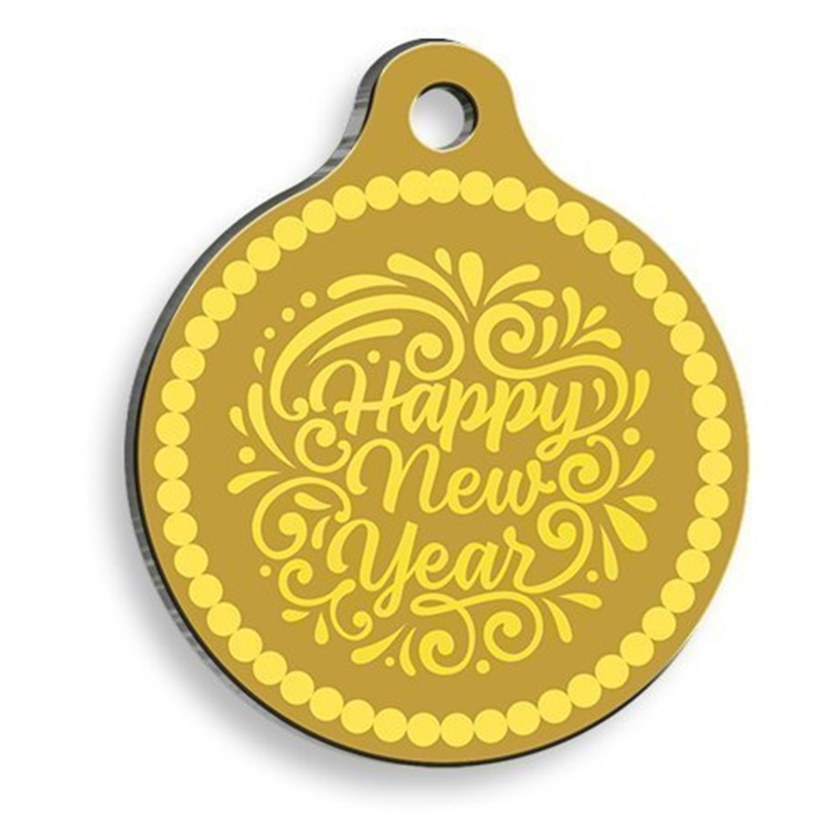 Christmas Series Happy New Years Round Cat And Dog Tag