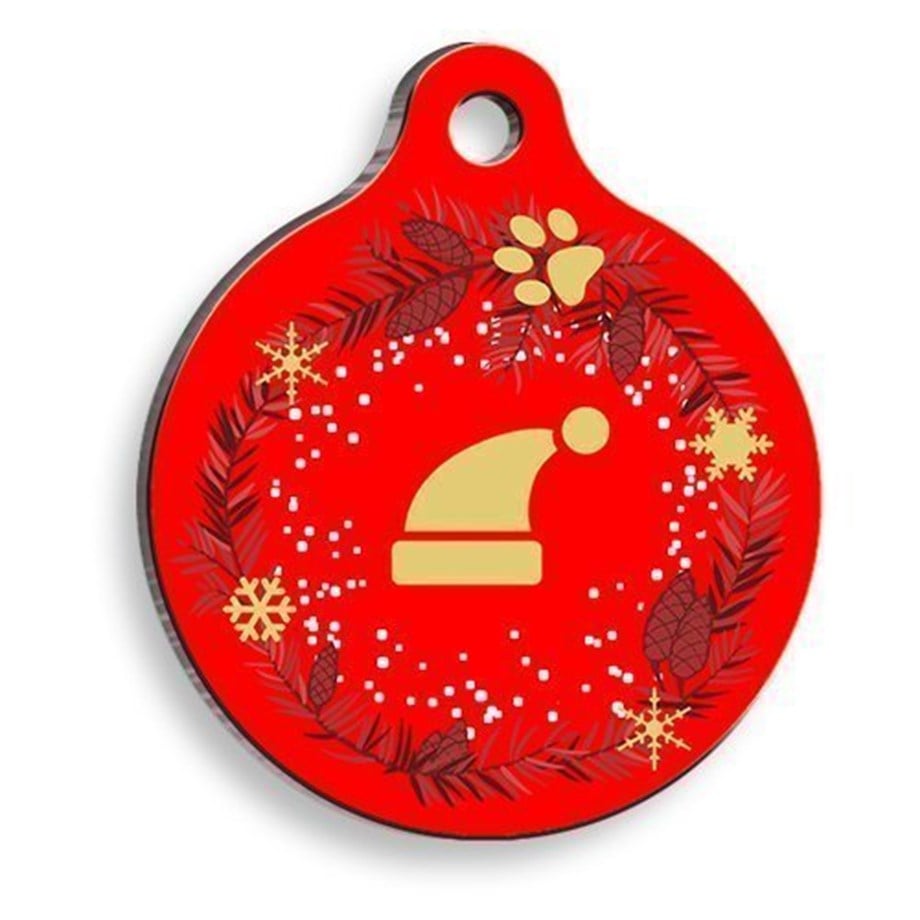 Christmas Series Line Round Cat And Dog Tag