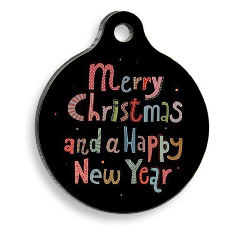 Christmas Series Merry Xmas Color Round Pussy And Dog Tag