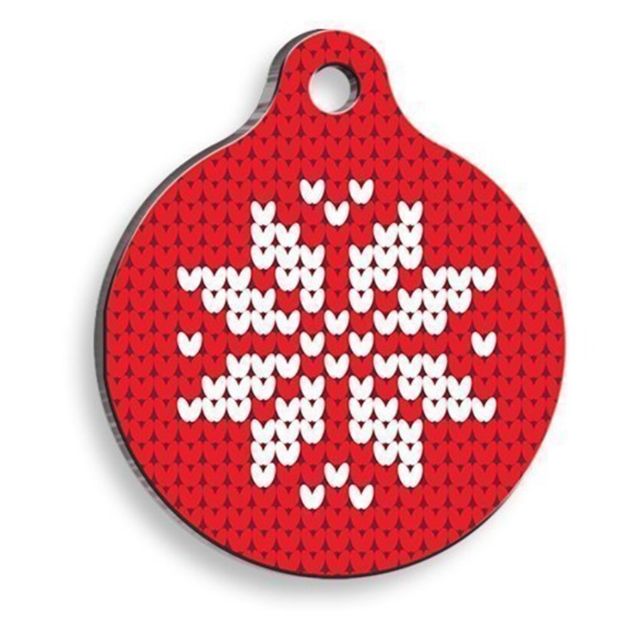Christmas Series Pixel Snow Round Cat And Dog Tag